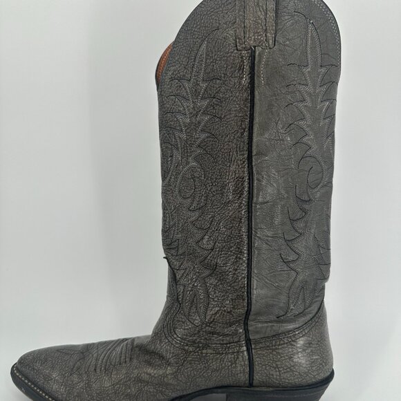 Nocona Vintage Black Leather Cowboy Boots Western Stitch Size 8D Made in USA - Picture 6 of 15